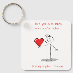 Porte-clés Simple Stickman Figure, Sobriety Valentine's Day