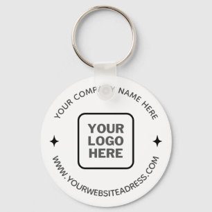 Porte-clés Simple White Promotional Company Name Logo Website