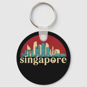 Porte-clés Singapore Vintage City Skyline Cityscape Art