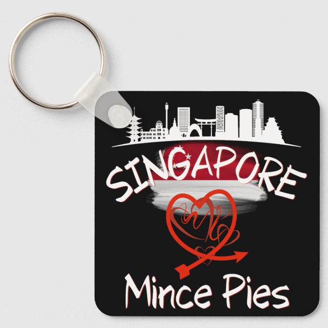Porte-clés Singapour aime Mince Pies Cityscape (Recto)