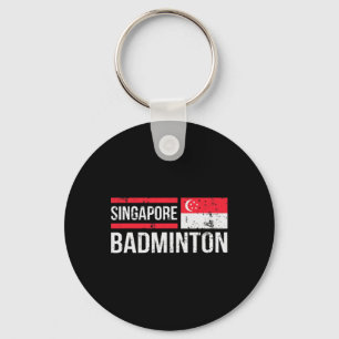 Porte-clés Singapour Badminton Drapeau Raquette Sport Birdie