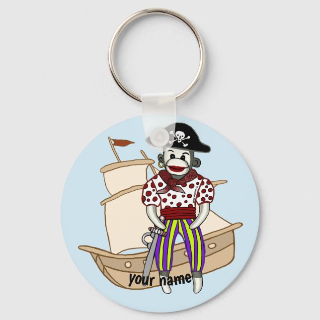 Porte-clés Singe chaussette Pirate  (Recto)