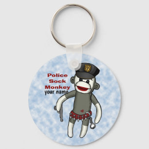 Porte-clés Singe Chaussette Police