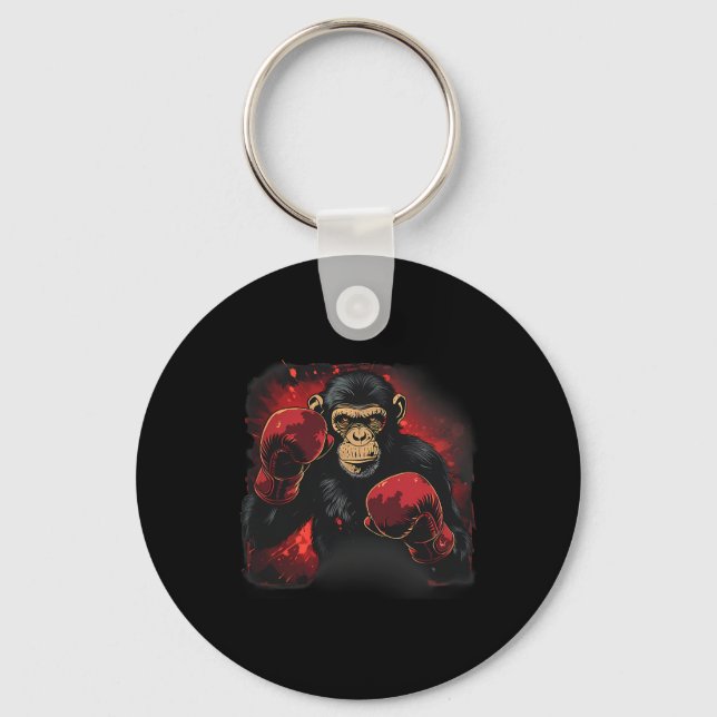 Porte-clés Singe de boxe avec gants de boxe Kickboxing Drôle  (Recto)