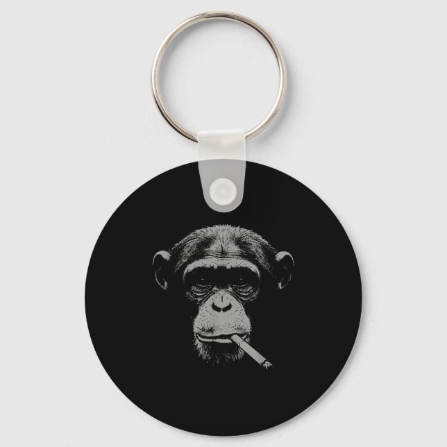 Porte-clés singe de mème fumeur pour hommes femmes singe fume (Recto)