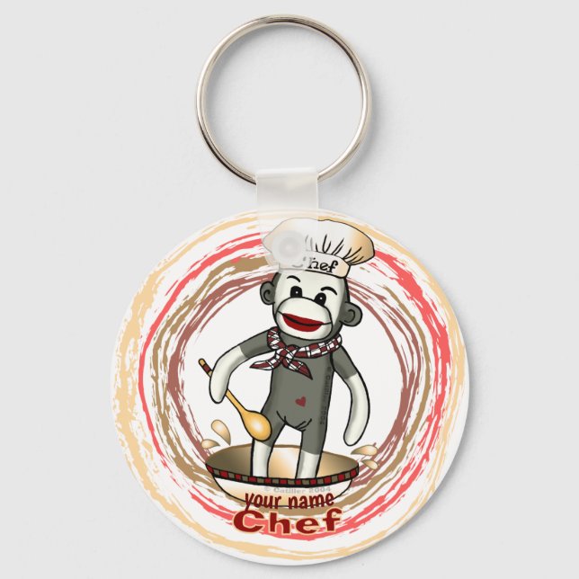 Porte-clés singe en chaussette Chef (Recto)