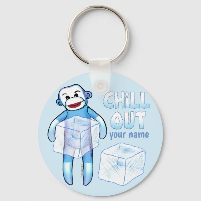 Porte-clés singe en chaussette Chill Out (Recto)