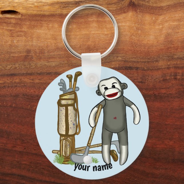 Porte-clés singe en chaussette de golf (Recto)