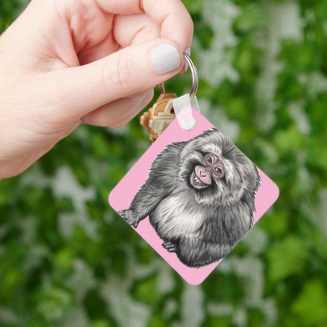Porte-clés Singe hilare - Cadeau drôle personnalisable (main)