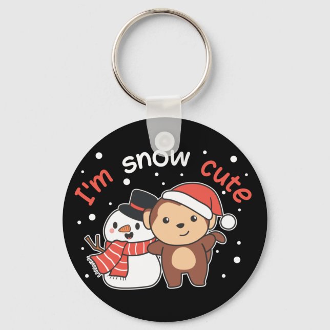 Porte-clés Singe Je T'Aime Neige Beaucoup Snowman Pun Porte - (Recto)