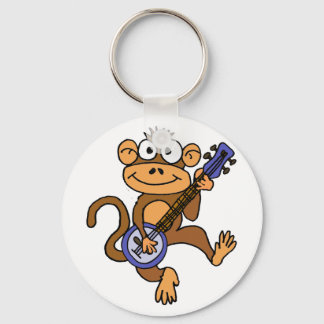 Porte-clés Singe mignon Jouant du dessin de Banjo