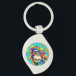 Porte-clés Singe souriant<br><div class="desc">Singe souriant - adorable art coloré</div>