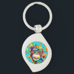 Porte-clés Singe souriant<br><div class="desc">Singe souriant - adorable art coloré</div>
