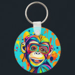 Porte-clés Singe souriant<br><div class="desc">Singe souriant - adorable art coloré</div>