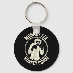 Porte-clés Singe voit singe frappe Boxe vintage gorille
