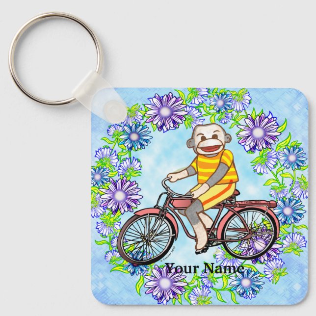 Porte-clés Singes Chaussette de Vélo à Pédales (Recto)
