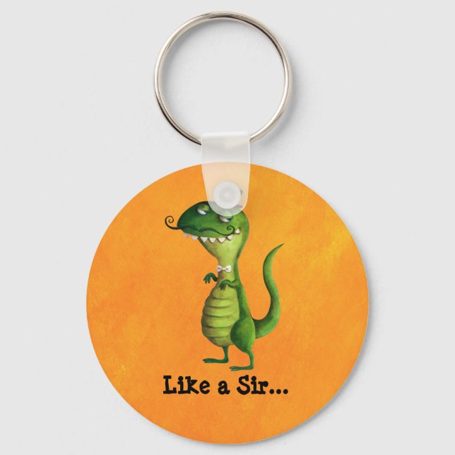 Porte-clés Sir T-rex aux moustaches (Recto)