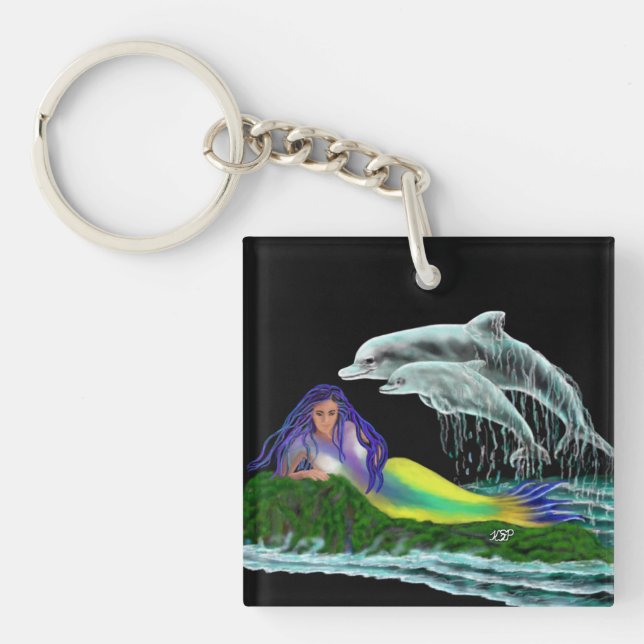 Porte-clés Sirène avec dauphins (Devant)