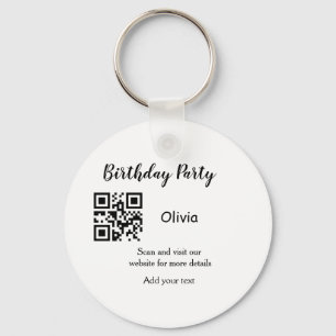 Porte-clés Site web de fête d'anniversaire simple code-barres