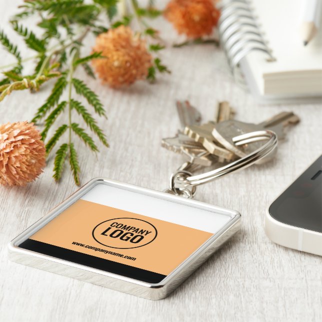 Porte-clés Site Web du logo de la société moderne White Peach (Côté)