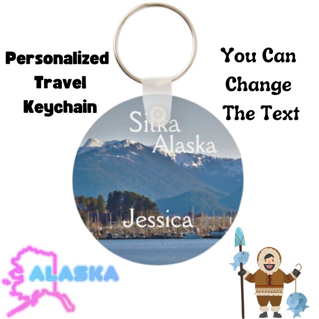 Porte-clés Sitka Alaska Travel Junkie Personnalisé (Personalized Alaska Keychain)