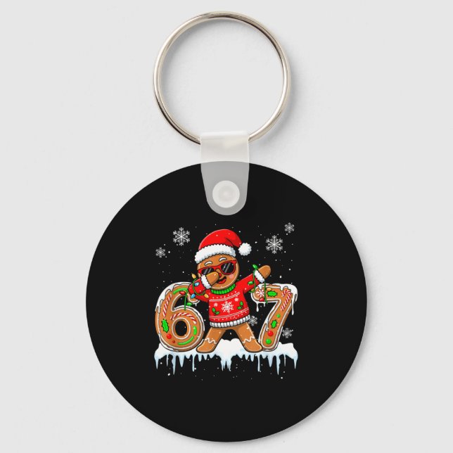 Porte-clés Six Seven 67 Christmas Funny Santa Gingerbread Dab (Recto)