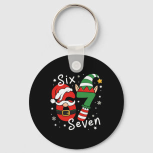Porte-clés Six Seven 67 Mème 6 7 Elf Santa Noël Pyjama