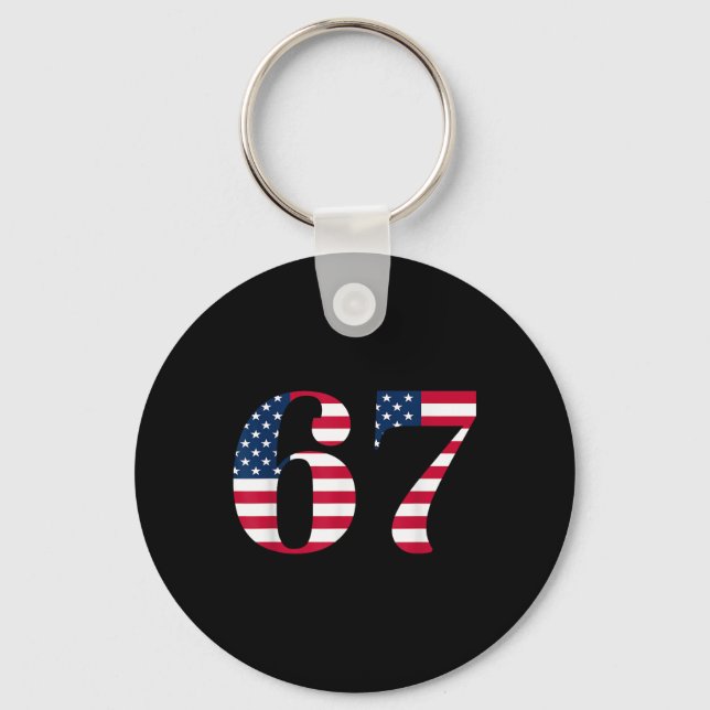 Porte-clés Six Seven 67 Mème Drôle Drapeau Américain Hallowee (Recto)