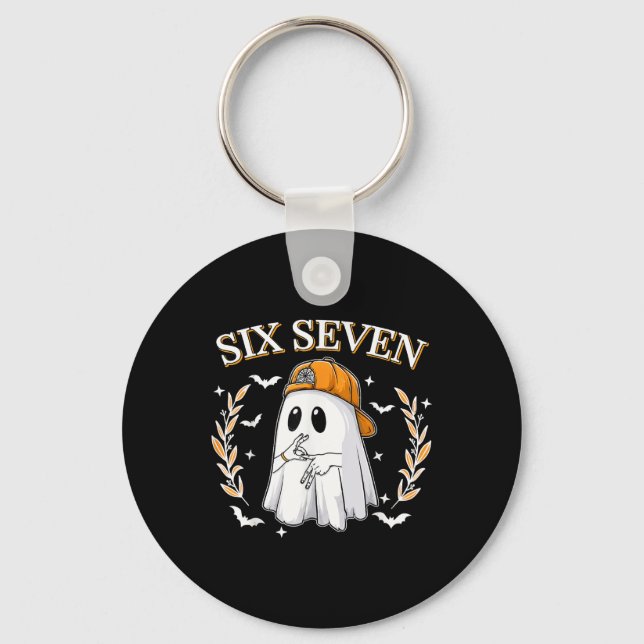 Porte-clés Six Seven 67 Mème Drôle Fantôme Halloween 6 7 Coup (Recto)