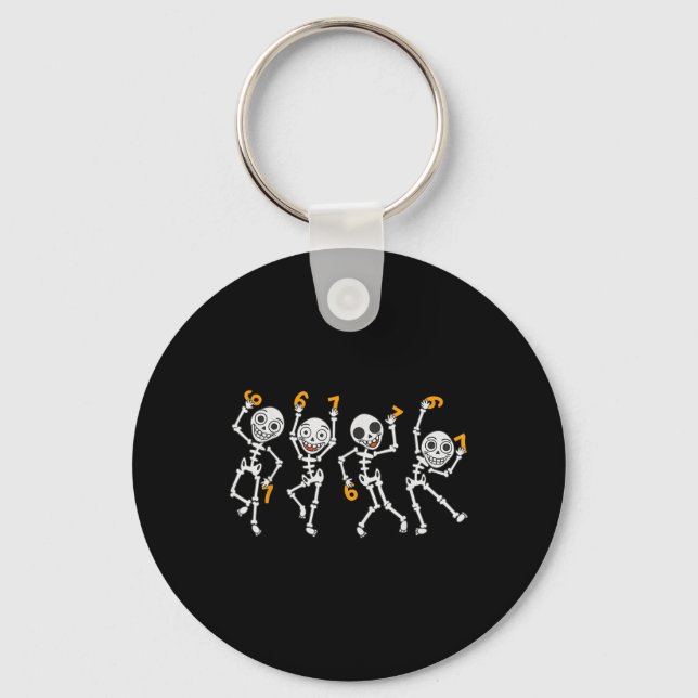 Porte-clés Six Seven 67 Meme Funny Halloween Dancing Skeleton (Recto)