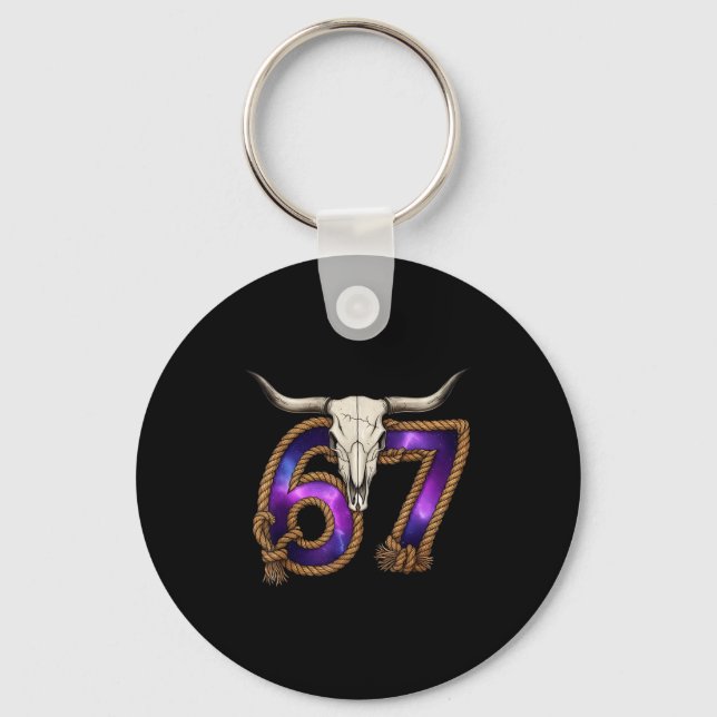 Porte-clés Six Seven 67 Meme Funny Western Cowboy Bull Skull  (Recto)