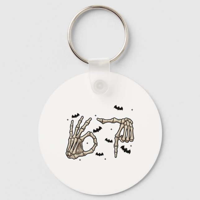 Porte-clés Six Seven 6 7 Mème 67 Main de squelette Costume Ha (Recto)