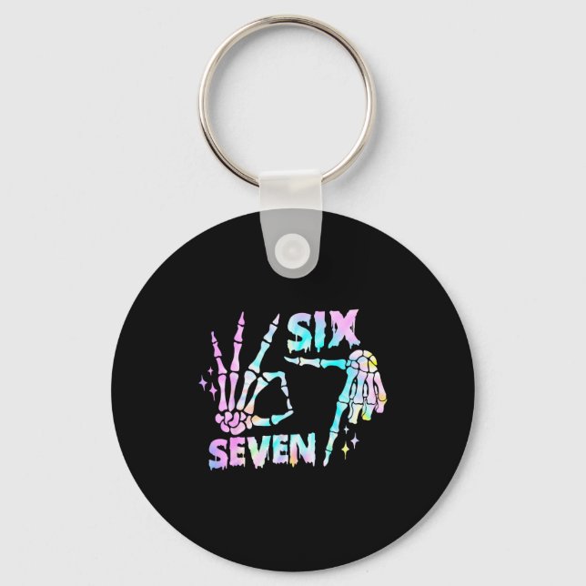Porte-clés Six Seven 6 7 Mème Drôle de Squelette Mains Signe  (Recto)