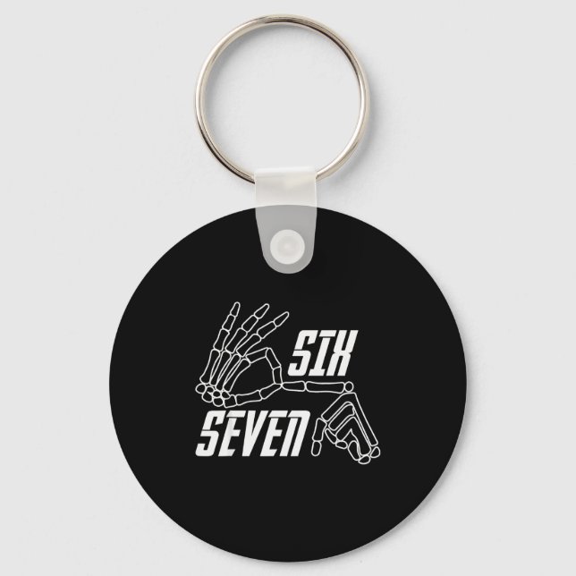 Porte-clés Six Seven 6 7 Meme Funny Skeleton Hands Sign Hallo (Recto)