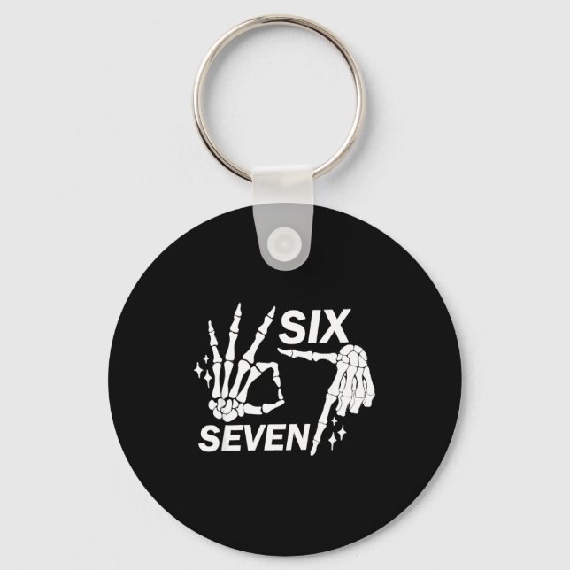 Porte-clés Six Seven 6 7 Meme Funny Skeleton Hands Sign Let's (Recto)