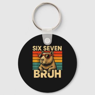 Porte-clés Six Seven Bruh Capybara Rétro Vintage Drôle 67 Mem
