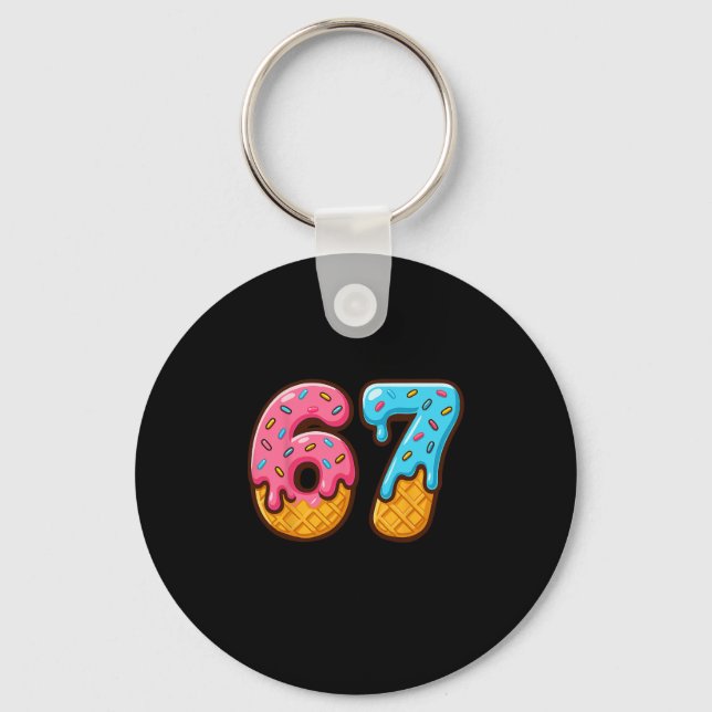 Porte-clés Six Seven Crème Glacée Drip Cool Meme 67 Numéro Dr (Recto)