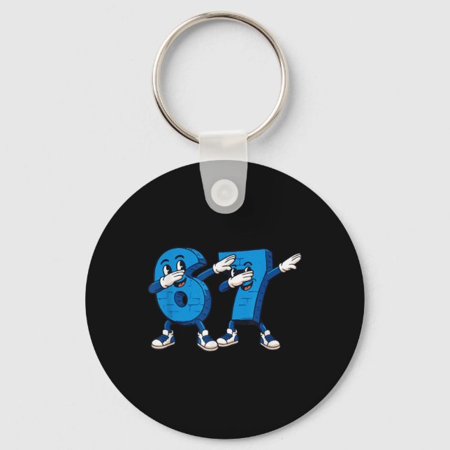 Porte-clés Six Seven Dabbing Cool Meme 67 Drôle Numéro de Dab (Recto)