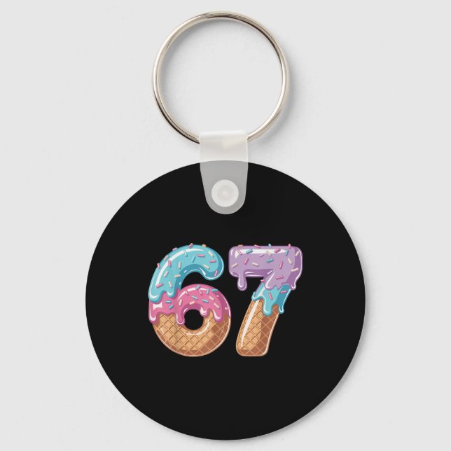 Porte-clés Six Seven Glace Dégoulinant Drôle 67 Mème Numéro 6 (Recto)