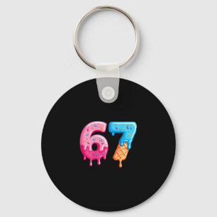 Porte-clés Six Seven Ice Cream Drip Cool Meme 67 Numéro Drôle