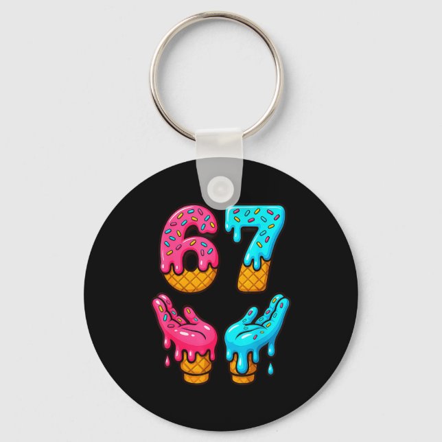 Porte-clés Six Seven Ice Cream Drip Meme 67 Funny Gen Alpha S (Recto)