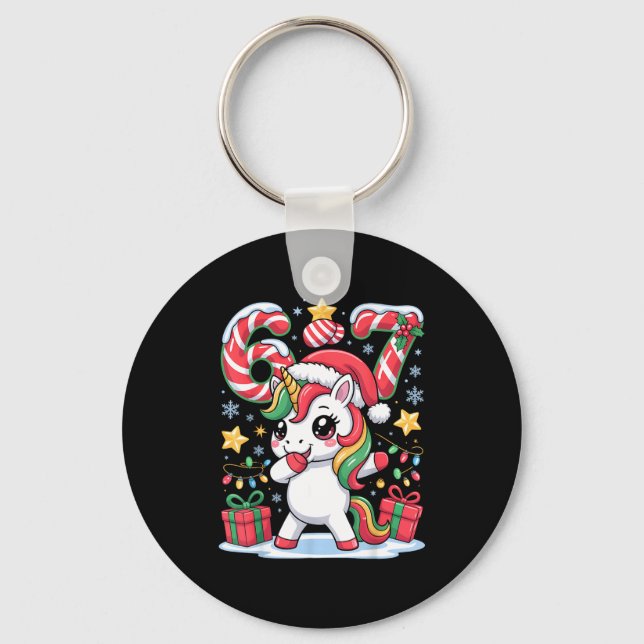 Porte-clés Six Seven Noël Licorne Mème Drôle Cute Fête (Recto)