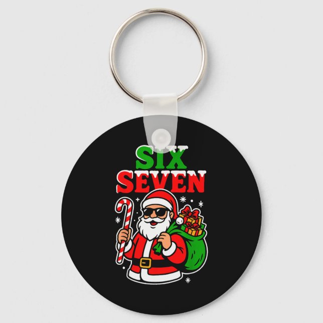 Porte-clés Six Seven Santa Drôle de Noël 6 7 Cool Vacances R (Recto)