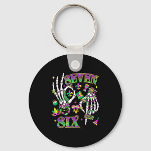 Porte-clés Six Seven Skeleton Main Mardi Gras Carnaval Fleur