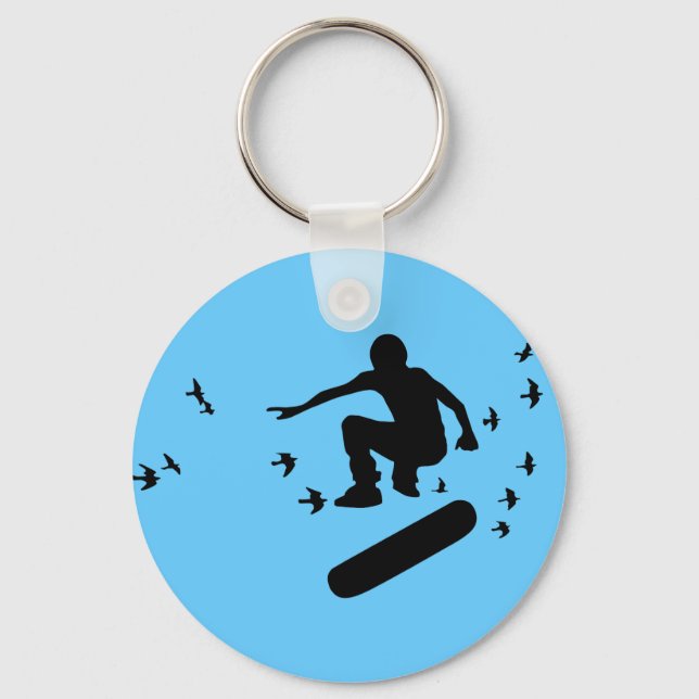 Porte-clés skateboard avec oiseaux porte - clé (Recto)