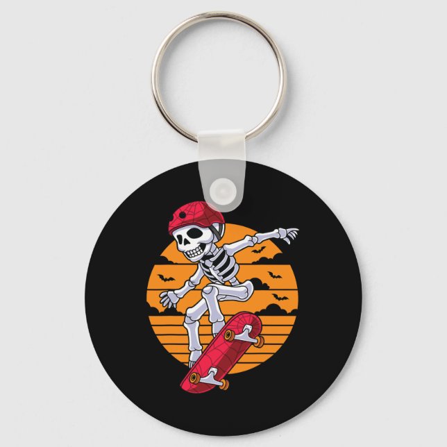 Porte-clés Skateboard éffrayant Skeleton Funny Skate (Recto)