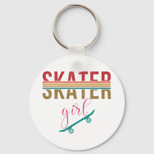 Porte-clés Skateboard fille de patinage Vintage Skateboard an