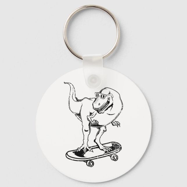 Porte-clés Skateboarding Te-rex Dinosaur  (Recto)