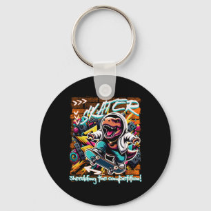 Porte-clés Skateur qui détruit la concurrence ! T-rex drôle p