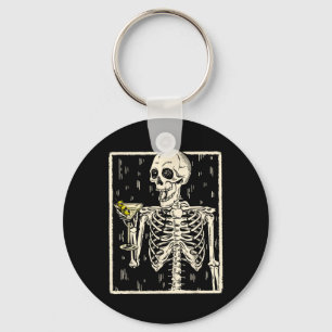Porte-clés Skeleton Boire Martini Tail Retro Halloween Cos